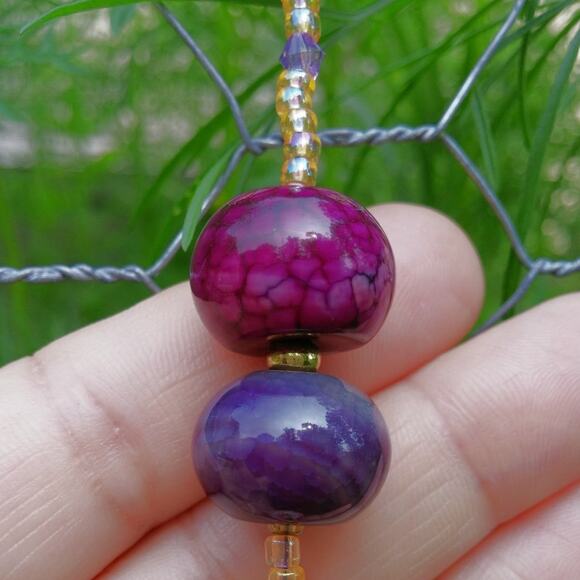 Artisan Ceramic Heart Beaded Suncatcher Life is a Journey Crackled Glass NEW - Picture 11 of 15